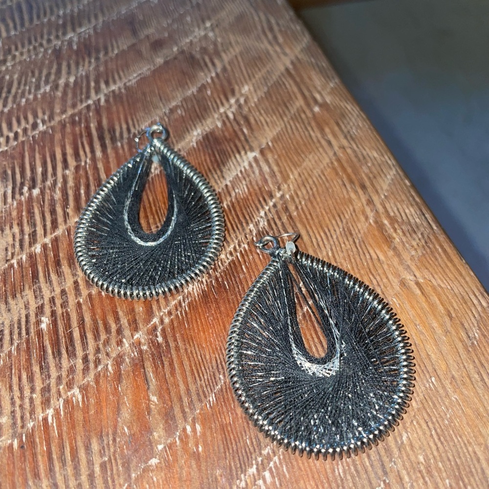 Black silver earrings